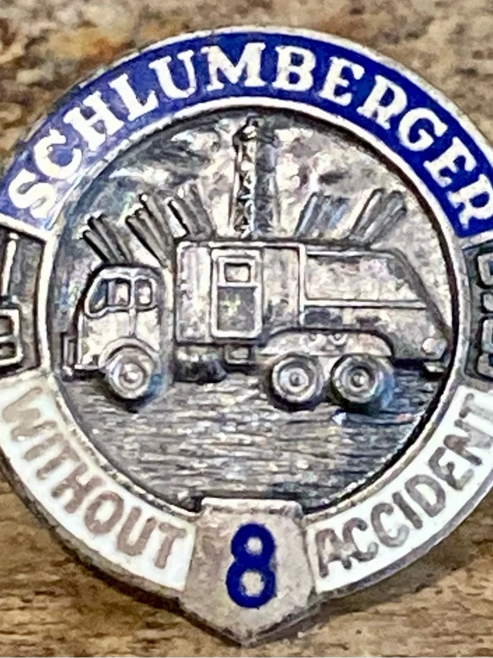 Sterling Silver Schlumberger Enamel Safety Pin 1959 Oil & Gas Truck - Picture 2 of 9